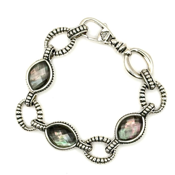 Lagos Black Mother Of Pearl Double Venus Link Bracelet - Picture 1 of 7